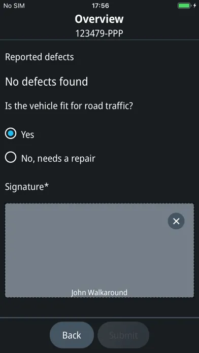 Ảnh chụp màn hình của WEBFLEET Vehicle Check