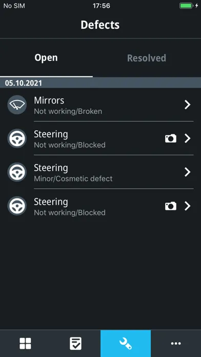 Ảnh chụp màn hình của WEBFLEET Vehicle Check