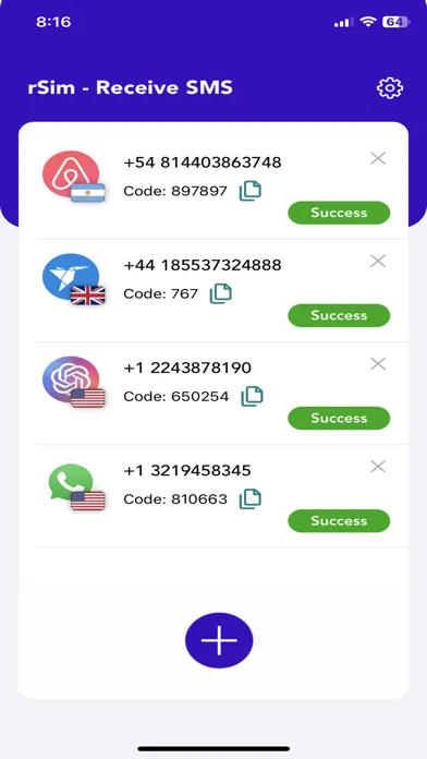 Ảnh chụp màn hình của Receive SMS verification code