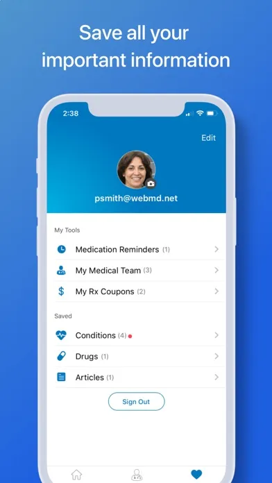Captures d'écran de WebMD: Symptom Checker