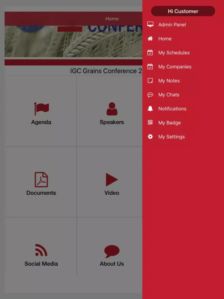 Capturas de tela do IGC Grains Conference 2019 iPad 