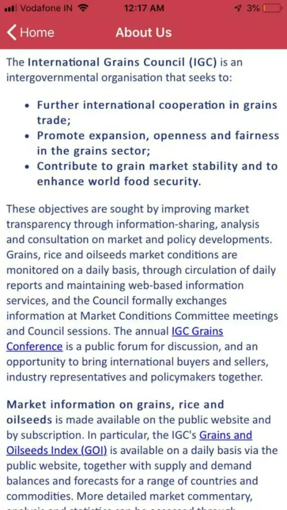 Capturas de tela do IGC Grains Conference 2019