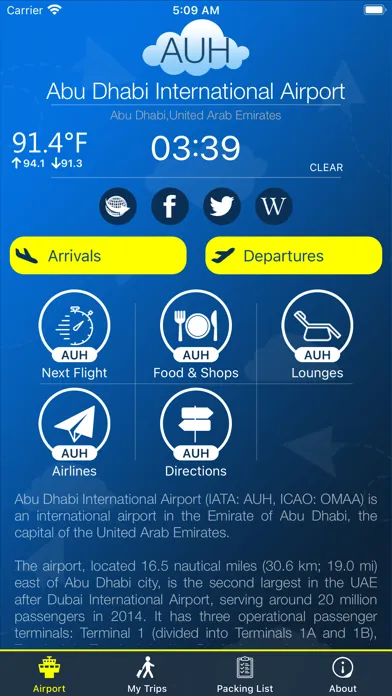 Abu Dhabi Airport AUH Info Ekran Görüntüleri