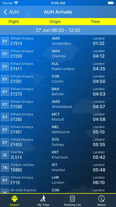 Abu Dhabi Airport AUH Info Ekran Görüntüleri