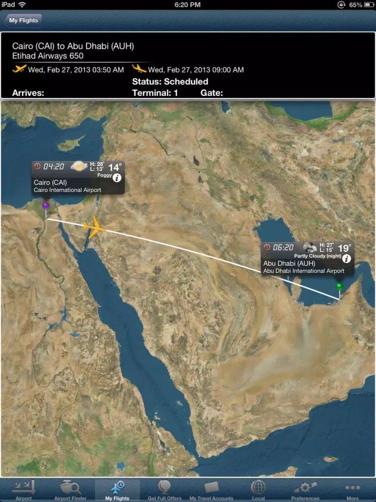 Abu Dhabi Airport Pro (AUH) Flight Tracker radar iPad  스크린샷
