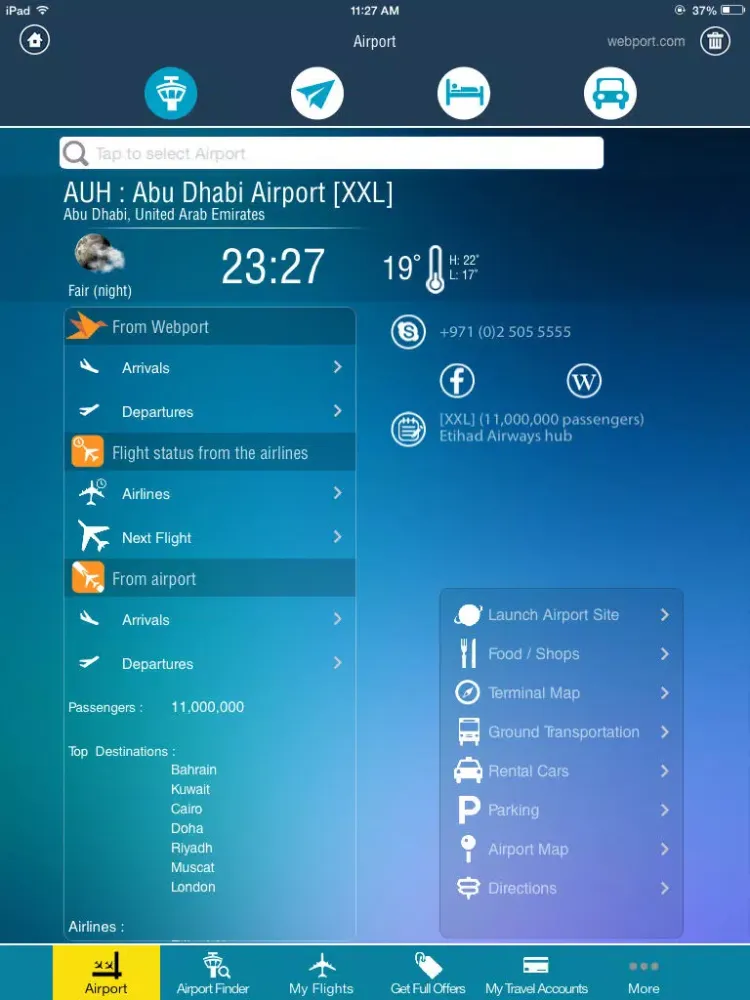 Abu Dhabi Airport Pro (AUH) Flight Tracker radar iPad  스크린샷