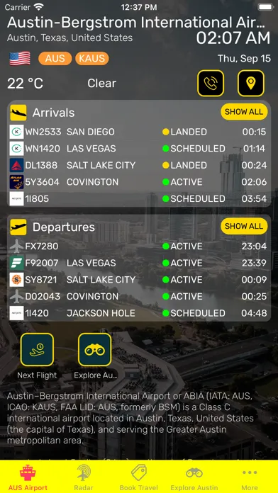 Zrzuty ekranu Austin Airport (AUS) + Radar
