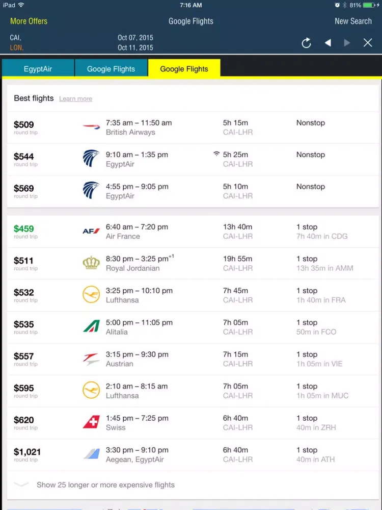 Cairo Airport Pro (CAI) Flight Tracker Radar iPad  سکرین شاٹس