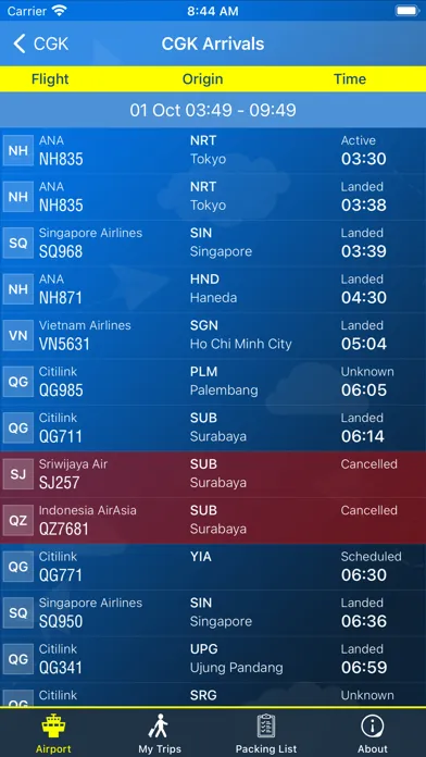 Tangkapan layar Jakarta Airport (CGK) + Radar
