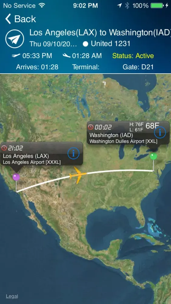 Washington Dulles Airport Pro (IAD/DCA/BWI) Flight Tracker Radar Ekran Görüntüleri