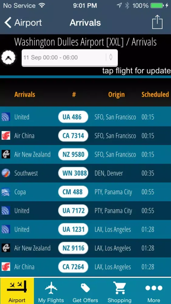 Washington Dulles Airport Pro (IAD/DCA/BWI) Flight Tracker Radar Ekran Görüntüleri