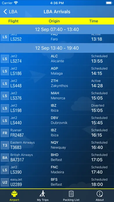 Tangkapan layar Leeds Airport LBA Info + Radar
