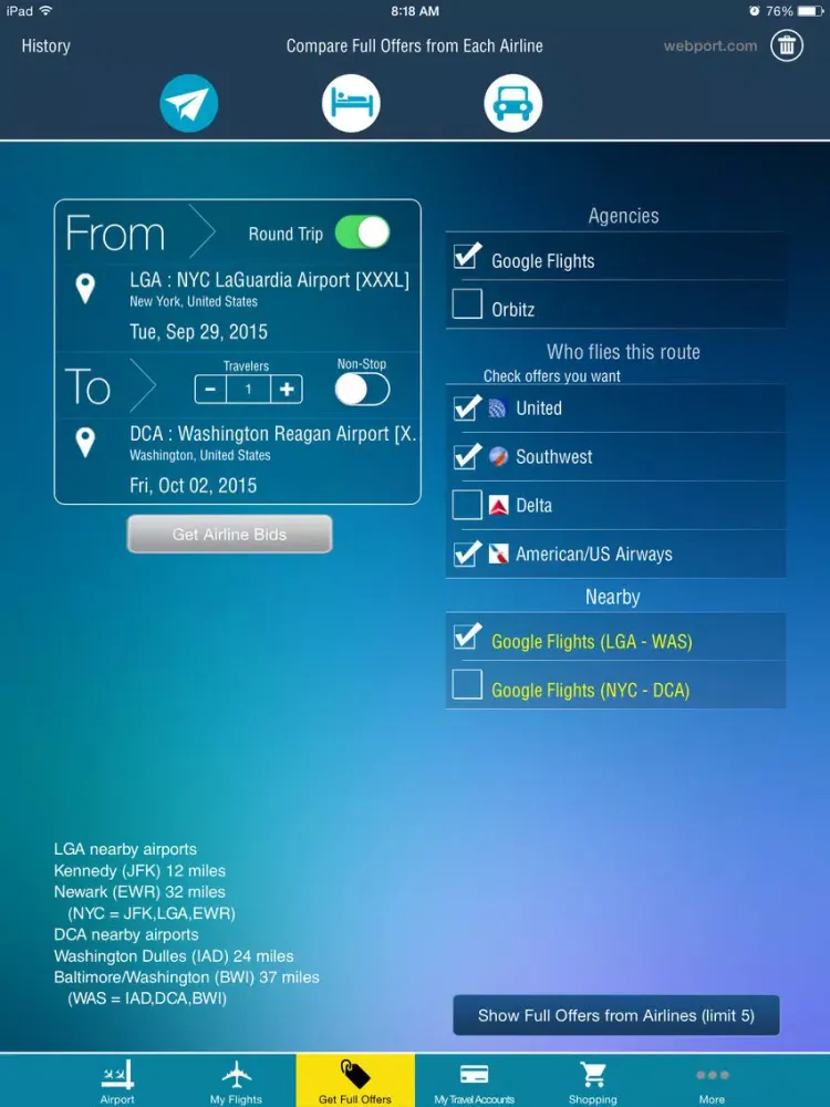 ภาพหน้าจอของ LaGuardia Airport (LGA) + Flight Tracker New York City iPad 