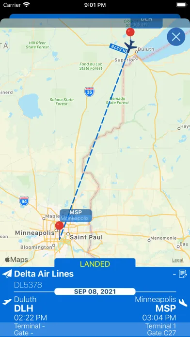 Ảnh chụp màn hình của Minneapolis Airport (MSP) Info