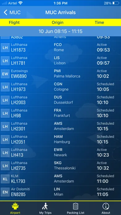 Zrzuty ekranu Munich Airport Info + Radar