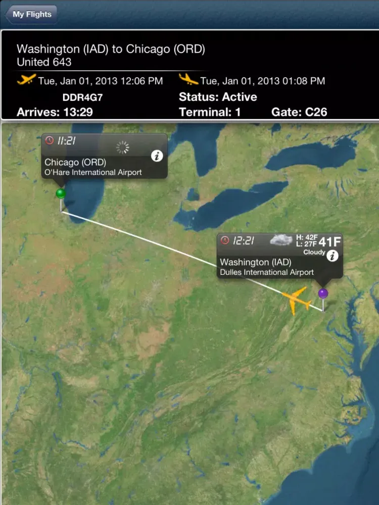 Chicago O'Hare Airport Pro (ORD/MDW) Flight Tracker Radar iPad 應用截圖