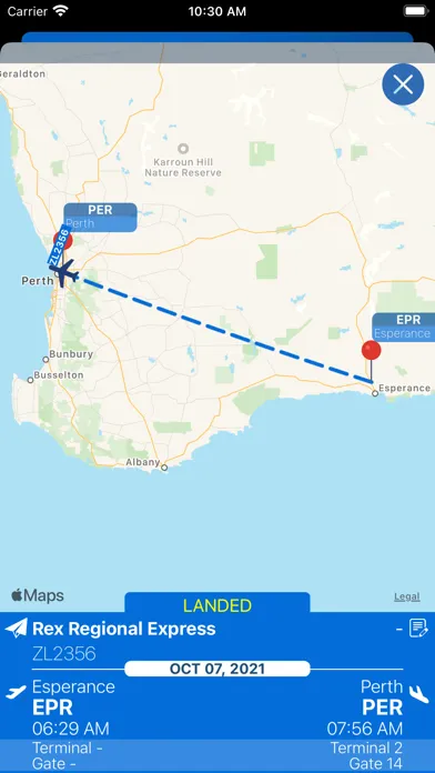 Captures d'écran de Perth Airport (PER) + Radar