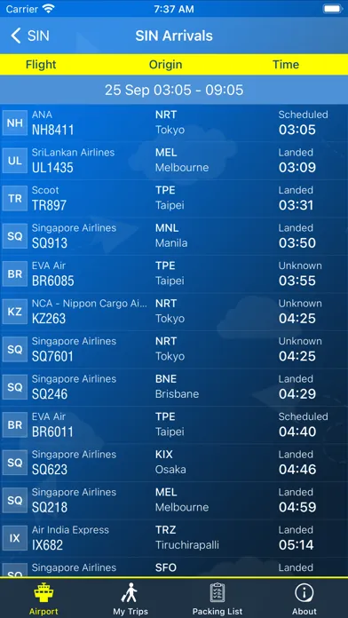 Captures d'écran de Changi Airport (SIN) + Radar