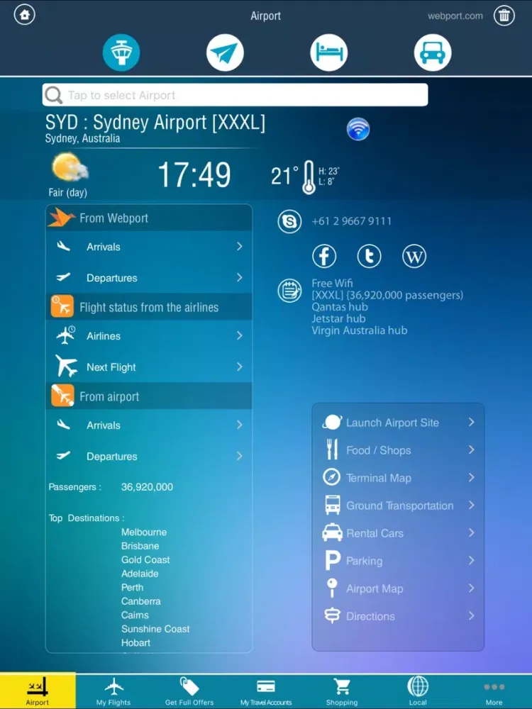 Sydney Airport Pro (SYD) + Flight Tracker iPad  スクリーンショット