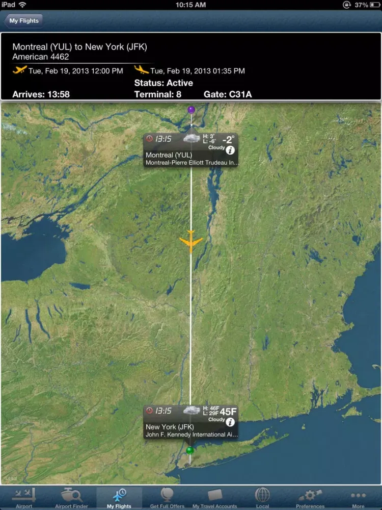 Screenshot di Montreal Airport Pro (YUL) Flight Tracker air radar Montréal Pierre Elliott Trudeau Canada iPad 