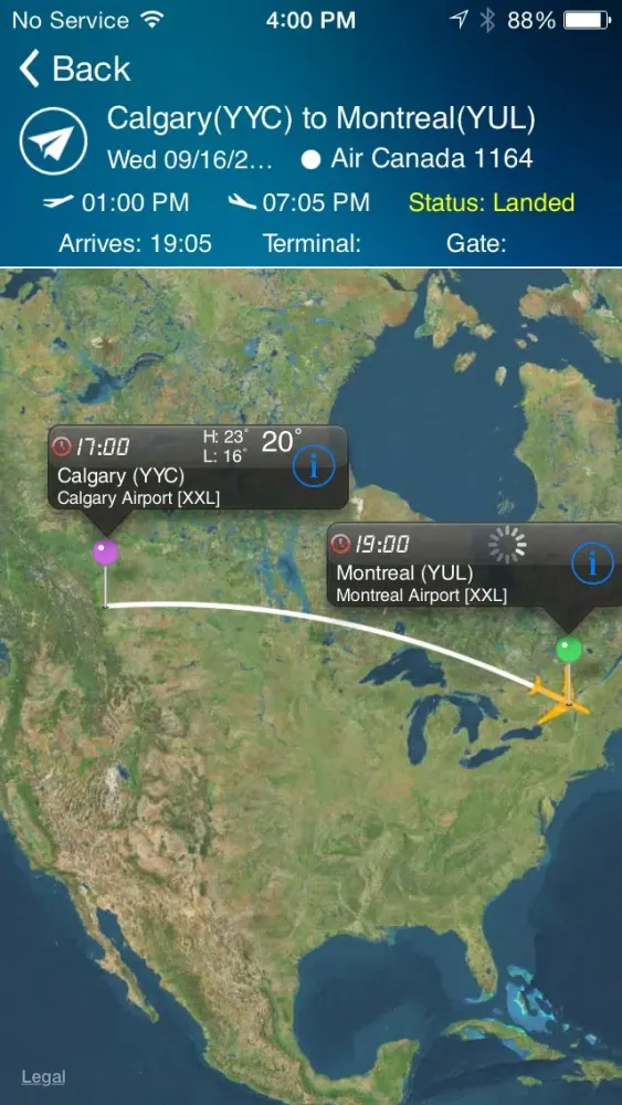 Screenshot di Montreal Airport Pro (YUL) Flight Tracker air radar Montréal Pierre Elliott Trudeau Canada