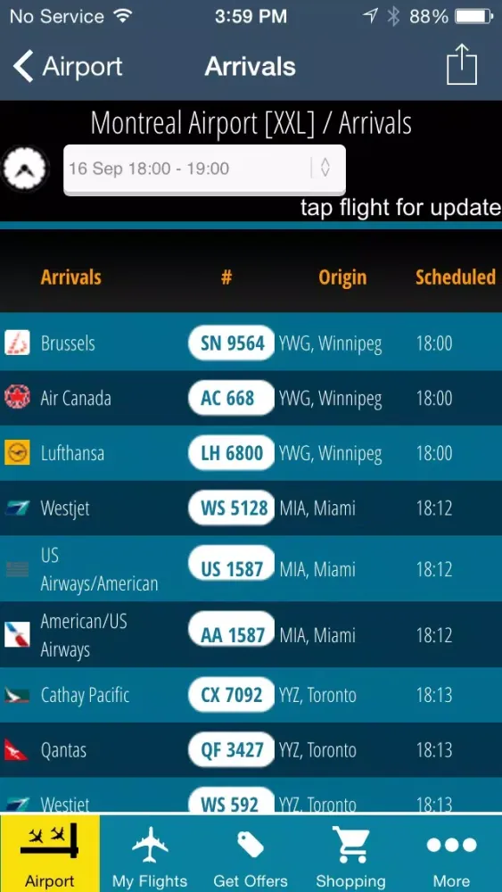 Screenshot di Montreal Airport Pro (YUL) Flight Tracker air radar Montréal Pierre Elliott Trudeau Canada