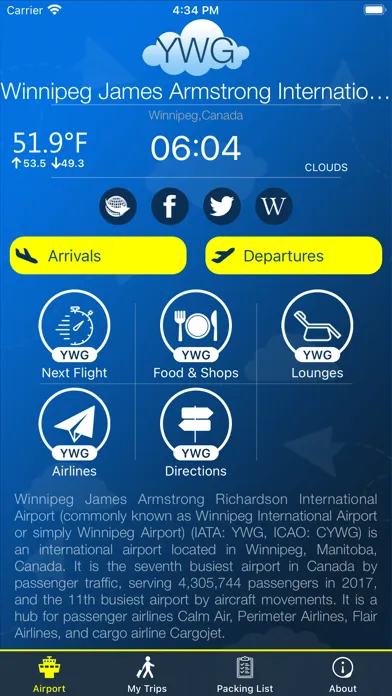 Winnipeg Airport Info + Radar Screenshots