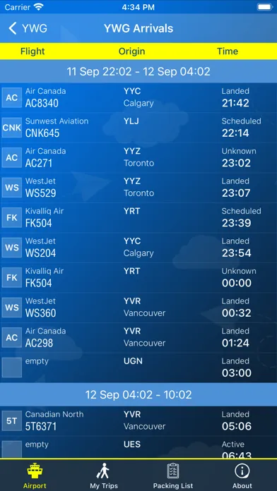 Winnipeg Airport Info + Radar Screenshots