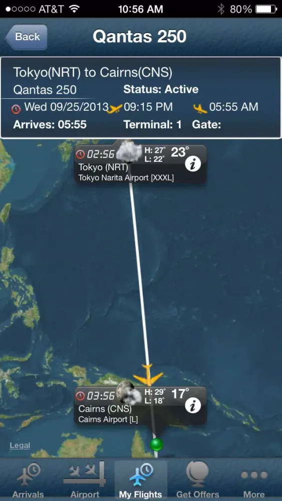 Cairns Flight Info + Tracker Screenshots