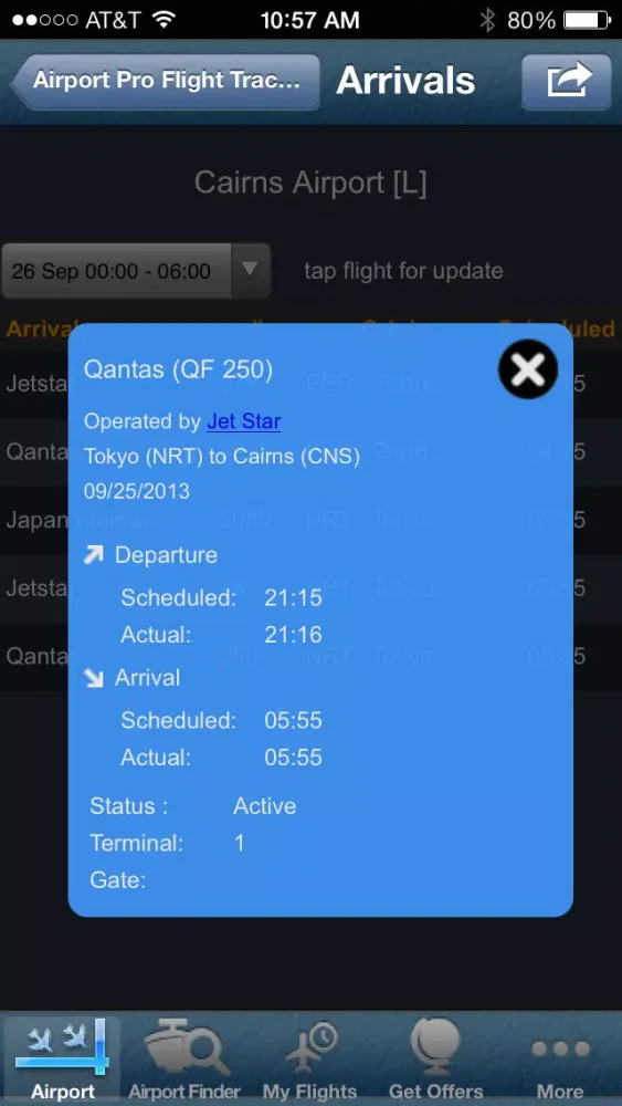 Cairns Flight Info + Tracker Screenshots