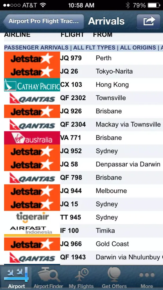 Cairns Flight Info + Tracker Screenshots