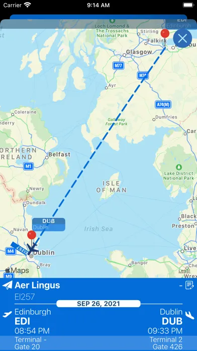 Capturas de tela do Dublin Airport (DUB) + Radar