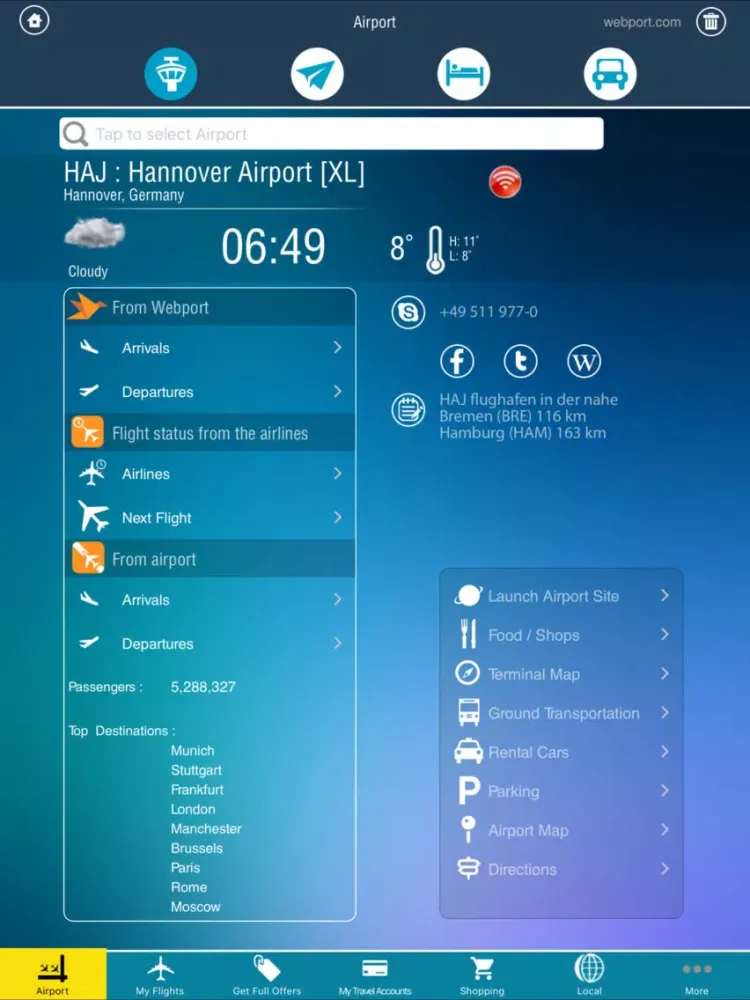 Hannover Airport Pro (HAJ)+ Flight Tracker iPad  Screenshots