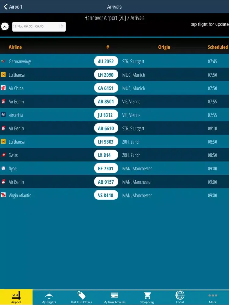 Hannover Airport Pro (HAJ)+ Flight Tracker iPad  Screenshots