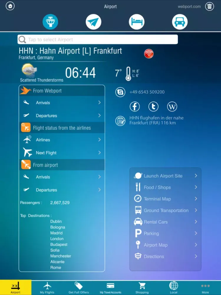 Frankfurt Hahn Airport Pro (HHN) + Flight Tracker iPad  スクリーンショット