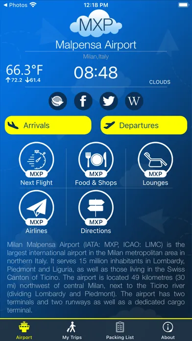 Milan Malpensa Airport Info Ekran Görüntüleri