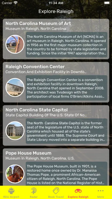 Tangkapan layar Raleigh Airport (RDU) + Radar