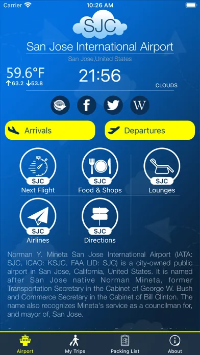 Captures d'écran de San Jose Airport (SJC) + Radar