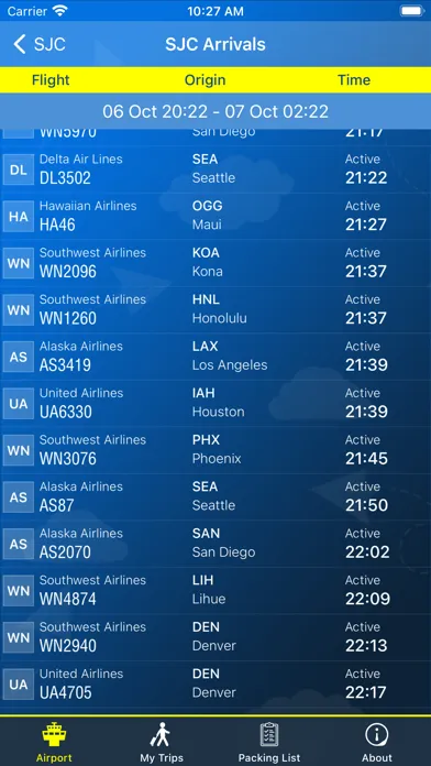 Captures d'écran de San Jose Airport (SJC) + Radar