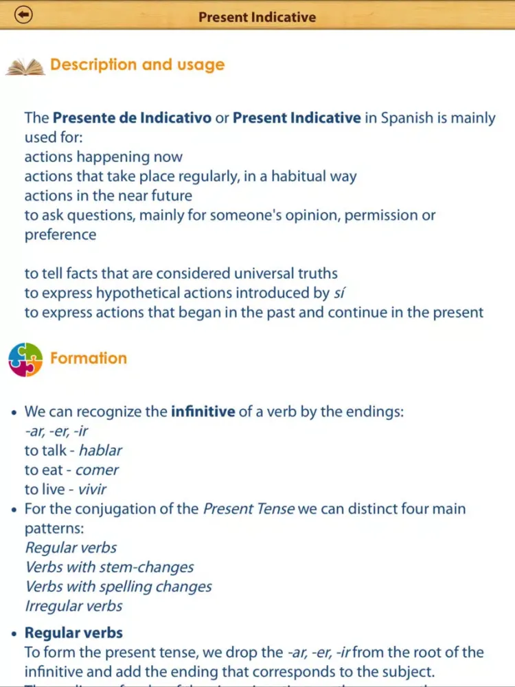 Zrzuty ekranu Spanish Grammar for English Speakers Lite iPad 