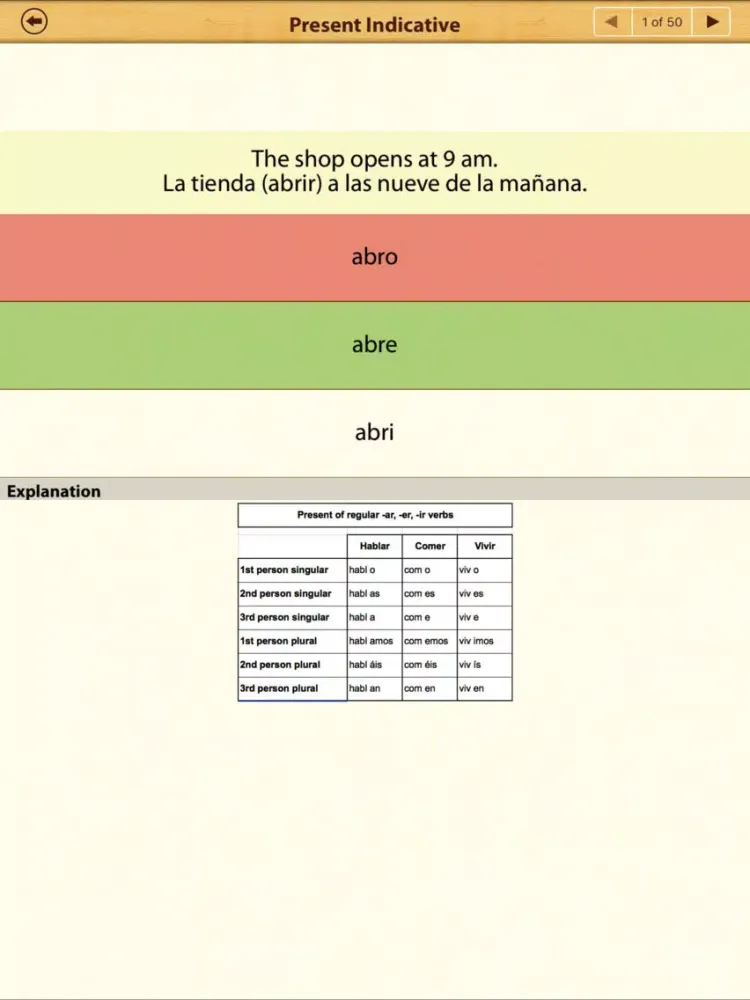 Zrzuty ekranu Spanish Grammar for English Speakers Lite iPad 