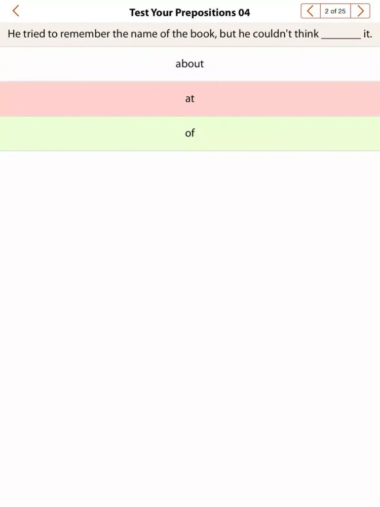 Capturas de tela do Test Your Prepositions iPad 