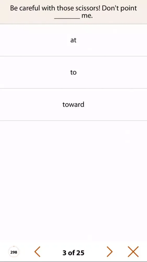 Capturas de tela do Test Your Prepositions