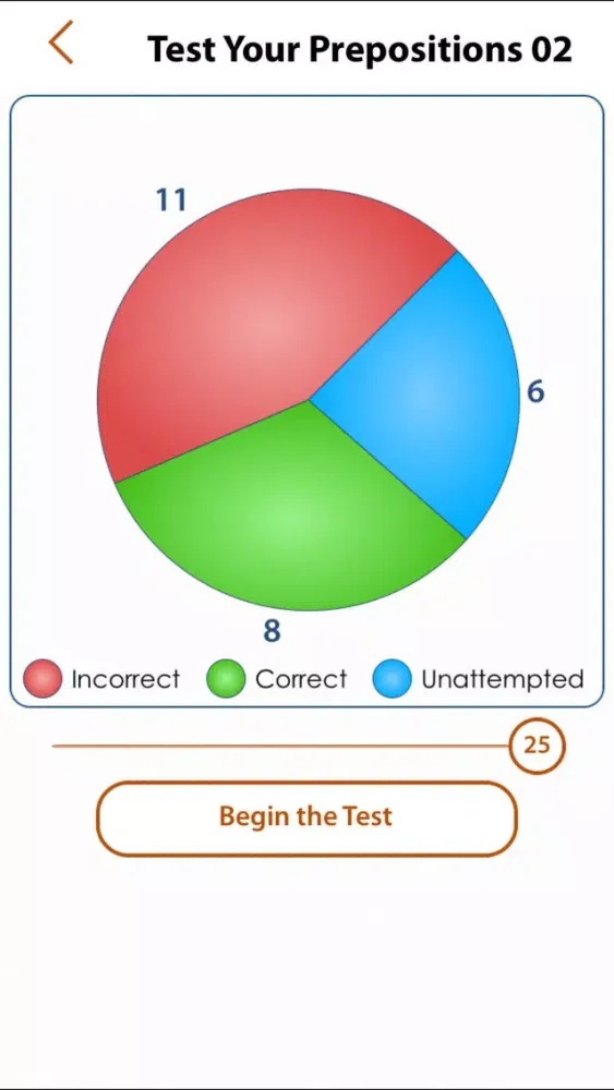 Capturas de tela do Test Your Prepositions