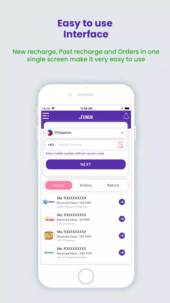 Tunuk-Topup App 스크린샷