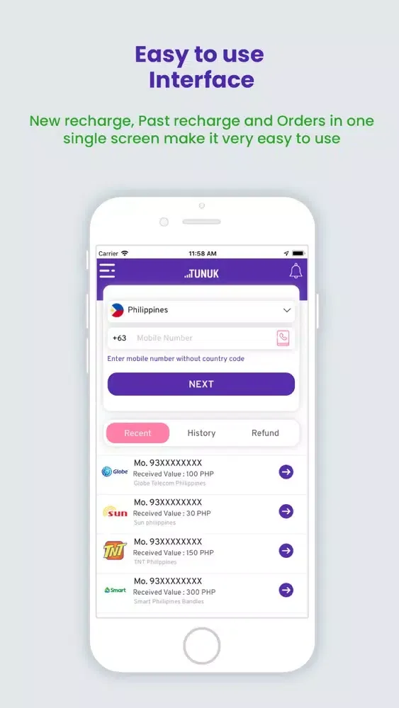 Tunuk-Topup App स्क्रीनशॉट