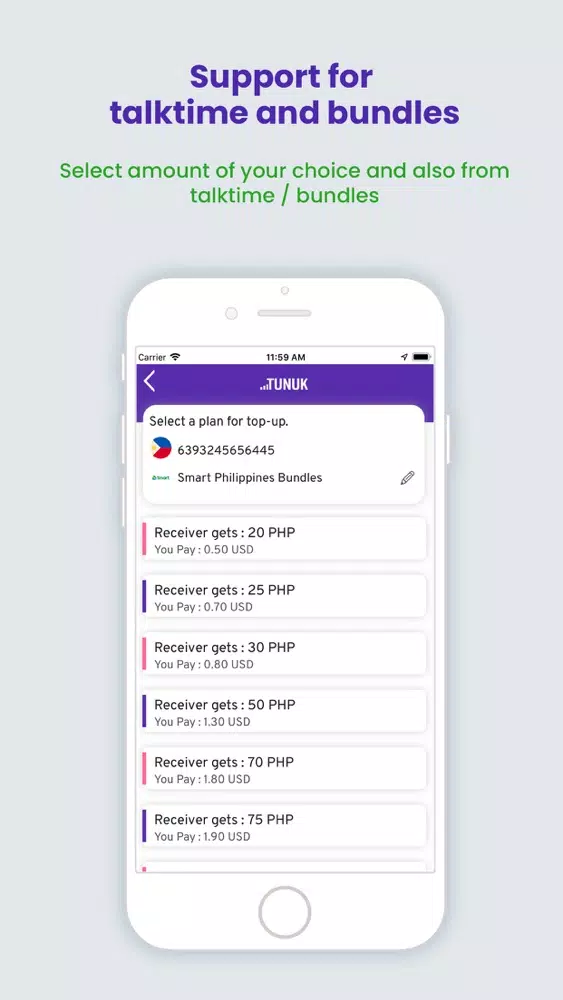 Tunuk-Topup App 스크린샷