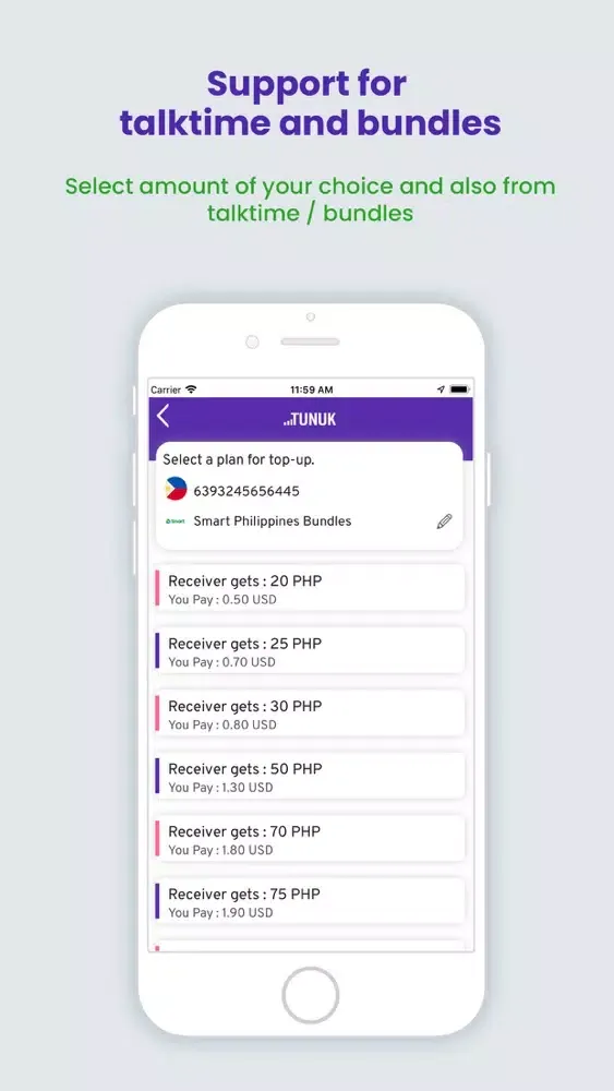 Tunuk-Topup App स्क्रीनशॉट