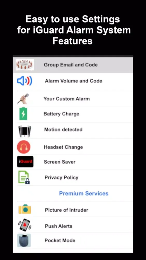 iGuard Phone Alarm Alert سکرین شاٹس