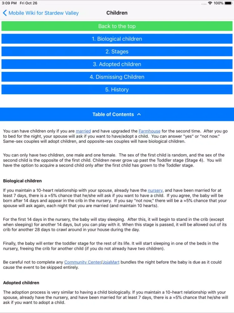 Ảnh chụp màn hình của Mobile Wiki for Stardew Valley iPad 